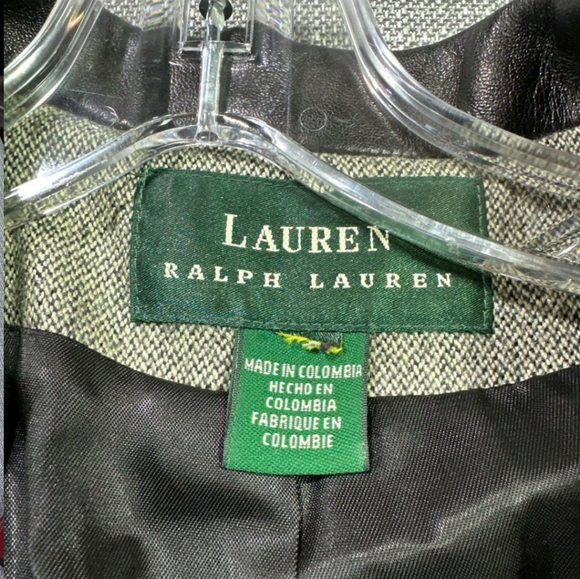 Ralph Lauren Wool Tweed Blazer Leather Collar Over Coat - Picture 2 of 7